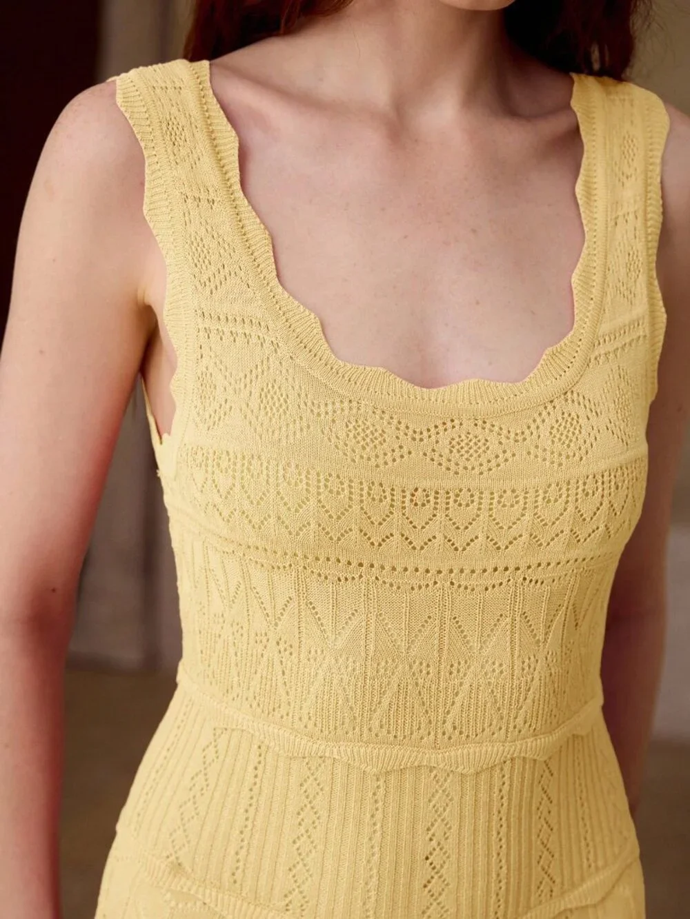 Yellow Elegant Women's Romantic Date Sleeveless Long Knit Dress